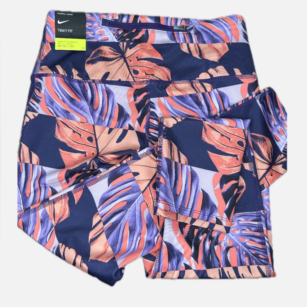 Nike DRI FIT women’s pink Tropical Print Crop Leggings NWT size medium